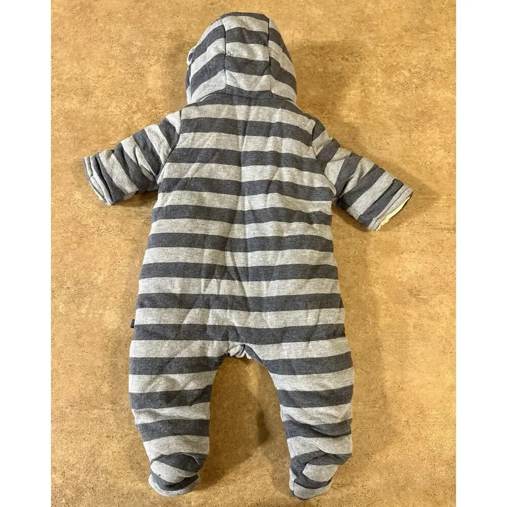 Baby Gap Winter Sherpa Lined Striped Snowsuit in Blue, Size 0-3Months